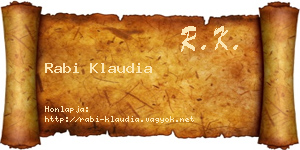 Rabi Klaudia névjegykártya